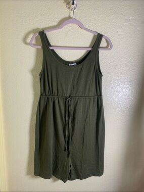 NWT COOLMEE Olive Green Sleeveless Drawstring Romper, Size M